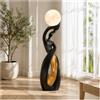 Wangyingxu Lampada da Terra Scultorea Extra Alta con Luna 3D Decorativa | Decorazione in Resina Nera e Oro con LED a 3 Colori e Interruttore Touch per Soggiorno, Camera e Ufficio