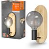 LEDVANCE DECOR Wood applique in legno, colore nero, con attacco E27 per una facile sostituzione della lampada, compatibile con lampada normale o smart, protezione IP20