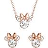 Disney Minnie - Set di orecchini e ciondolo in cristallo con placcatura in oro pallido per donna, taglia unica, Placcatura in oro, Non è una pietra preziosa