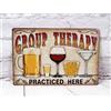 SIGNCHAT Group Therapy Practiced Here, Targa in Metallo, Stile Vintage, 20,3 x 30,5 cm