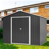 A ALFRESCOOL Casetta Da Giardino In Metallo, 2,4 X 1,8 M, Grigio, Con Porta A Ribalta, Per Attrezzi Da Giardino, Resistente Alle Intemperie, Per Esterni, Giardino, Terrazza