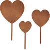 EXTRAVAGANT Set di 3 decorazioni da giardino a forma di cuore | in acciaio Corten con elegante patina di ruggine, decorazione suggestiva per balcone, terrazza e aiuola