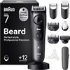 Braun Serie 7 Regolabarba Uomo, 12 Accessori, Custodia BT7545 Grigio | Rasoio Elettrico Barba con Lama Problade Affilata a Vita, 12 Strumenti da Barbiere, 40 Lunghezze, Impermeabile, Ricaricabile