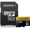 ADATA AUSDX64GUII3CL10-CA1 Micro SDXC Class 10 UHS-II U3 V90, Nero/Oro