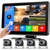 Rimoody 1080P Telecamere Retromarcia 4 Telecamere Kit con Mirror Link, 10.1 Pollici Touchscreen, Telecamera Posteriore IP68 Impermeabile Visione Notturna/Loop Video per Camion/Autobus/Furgoni/Camper/Caravan