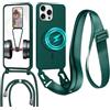 GoodcAcy Cover Magnetica Silicone per iPhone 15 Pro Max con Cordino,Verde | custodia Compatibile con MagSafe,Custodia con Laccio Collana Tracolla Collo Sottile TPU Antiurto Protettiva Case con Corda