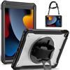 Gerutek Custodia Antiurto Bambini per iPad 9/8/7 Generazione 2021/2020/2019 | 10.2 poiilici con supporto rotante 360 e cinghia a mano/spalla [guscio posteriore trasparente]