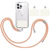 TBOC Cordino Catenella Laccio Strap Porta Cover [Arancio Chiaro] + 2 Toppe Fissaggio aggiuntive [Bianco Ice] Telefono Cellulare Collo - Tracolla Catenina cordini Cellulari Telefoni Universale Laccetti