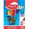 Maped - 862812, Matite colorate STRONG Mini Color'Peps - 12 matite da colorare ultra resistenti ed ergonomiche - Confezione da 12 matite piccole.