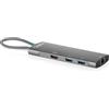 DIGITUS Docking station USB-C - 8 porte - 1x HDMI 2.0, 5x USB 3.2 Gen 1 | 1x RJ45 Gigabit Ethernet - UHD 4K 60 Hz - Power Delivery da 100 W - 8 in 1 - Grigio