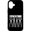 Forged Wit Blacksmith Custodia per iPhone 16 Divertente gioco di parole per la lavorazione dei metalli I Speak in Tongs