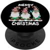 Funny Gnomes Christmas Outfit Co. Tre gnomi divertenti luci dell'albero di Natale PopSockets PopGrip Adesivo