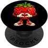 Fragola24 Fragola con cuore - Motivo fragola con simbolo del cuore PopSockets PopGrip Adesivo