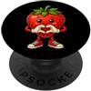 Fragola24 Fragola con cuore - Motivo fragola con simbolo del cuore PopSockets PopGrip Adesivo