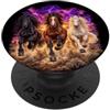 Stormy Gallop Designs Tre Cavalli Al Galoppo Viola Fulmine Tempesta Deserto Tramonto PopSockets PopGrip Adesivo