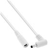 InLine Cavo di prolunga DC, spina angolare, 4,0 x 1,7 mm, bianco, 0,5 m | 0,5 m, AWG 18, 12-24 V DC, 140 W, presa dritta, guaina in PVC, guaina per cavi salvaspazio