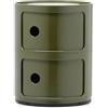 Kartell Componibili Contenitore 2 Elementi, Base Tonda, ABS, Verde, 32 x 32 x 40 cm