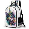 WECECE Zaini Cat Illustration Alunni 6-10 Anni Borsa Scuola Animal Kitten Design Bambine Classe 1-3 Cartella Scolastica per Studenti Grande Moderno Regalo Compleanno Backpack