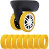 LEWSHQI Copricerchi per bagagli, 8 pezzi, protezione per valigie, per la maggior parte dei set di ruote a 8 ruote, custodia in silicone per valigie e accessori per bagagli, Giallo, SMALL