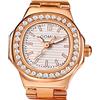 JewelryWe Orologio al Quarzo da Dito, Orologio Unisex Ragazzi,Orologio Semplice ad Anello con Diamante Lucido,Analogico con Cinturino Elastico,Colore da Scelta