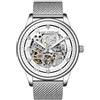 ALANTOP Orologio uomo automatico skeleton, meccanico da polso, 42 mm | Fondello trasparente per osservare il movimento; scelta tra bracciale in acciaio inossidabile e cinturino in pelle