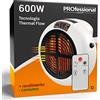 Eurocali Mini Stufetta Senza Cavo da Parete Portatile Elettrica 600W Insta Caldo | Calore Rapido Basso Consumo Velocità e Temperatura Regolabili Ø113x65mm con Telecomando e Timer Autospegnimento