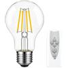 Hcnew Lampadina Hcnew E27 con telecomando, 4 W, 600 lm, lampadina a LED | 2700K, luce bianca calda, dimmerabile, con funzione timer e modalità luce notturna, 40 W A60, 1 pezzo