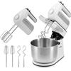 Lund Frullatore elettrico 2 in 1, con ciotola per mescolare, 500 W, frullatore da cucina con 5 velocità e funzione turbo, ciotola in acciaio inox da 3 l, miscelatore con frusta e gancio per impastare
