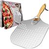 Antech Pala per Pizza forata in Alluminio Leggero con Manico Richiudibile - Foratura Professionale per Infornata Perfetta - Fino a 4 kg - Ideale per Forno di Casa, Pizzeria, Panetteria