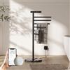 EMKE Scaldasalviette Elettrico da Terra 100 x 53,9 cm, 140 W, Nero Opaco | Portasciugamani Riscaldato Tondini Orientabili con App Tuya/Smart Life, Termostato 30-70°C, Timer 24h e 6 Modalità