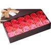 ZYWUOY Scatola di fiori di sapone con 18 rose per San Valentino, profumate fatte a mano, con olio vegetale, rosa, blu, viola, oro, per donne (rosso)