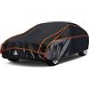 kayme Telo Copriauto Antigrandine, Kayme Copertura per Auto Impermeabile Anti UV Antipolvere Anti Vento, Telo Copri Antigrandine Adatto per Auto a 3 Volumi (da 495 a 545cm) 3XXL - Nero