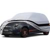 Holthly Telo Copriauto da Esterno, Holthly 10 Strati Telo Copri Auto Felpato 100% Impermeabile, Copertura Auto Antipolvere Antigraffio AntiSole, Copertura Auto per Fiat 500, Abarth 595, Twingo. Argenteo