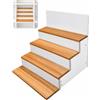 Lunevo Inserto a gradini per scaffale IKEA Kallax, 4 ripiani in rovere massiccio | Scaffale per IKEA Kallax, scala in rovere massiccio, piedistallo per personaggi come Funko Pop & Tonie