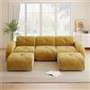 MOHUANG Divano modulare a 3 posti a forma di U, senza cornice, include 2 sgabelli, adatto per soggiorno, tessuto confortevole, design antiscivolo, nessun montaggio richiesto, giallo