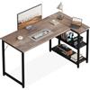 Coleshome Scrivania Angolare con Libreria Reversibile, 120 × 70 cm, Grigia | Scrivania a L Salvaspazio con Ripiano Portaoggetti, per Computer, Home Office e Piccoli Spazi