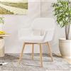 YEEFY Mid-Century - Poltrona moderna con gambe in legno, sedia da scrivania imbottita senza ruote, per soggiorno, sala da pranzo, camera da letto e ufficio domestico (lana bianca, 1 pezzo)
