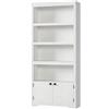 Garvee Libreria Alta 5 Ripiani con Ante e Mensole Regolabili, Design Antiscivolo per Ufficio e Soggiorno - Bianco Caldo Goffrato, Maniglie Nere, L80 cm