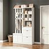 Fiednoy Set guardaroba con scarpiera + scarpiera, bianco, 120 x 30 x 200 cm | Appendiabiti da parete per corridoio con 10 ganci appendiabiti con ante e cassetto