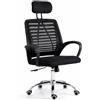 Fenix Home Sedia Ufficio Ergonomica Schienale Mesh con Poggiatesta Nera | Poggiatesta e altezza regolabili, seduta imbottita, base cromata a 5 razze con ruote girevoli, braccioli inclusi