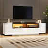 OLIVIBED Mobile porta TV con 2 ante, Lowboard con vano aperto e cassetti, TV Board 180 cm per televisori fino a 75 pollici, mobile porta TV lucido per soggiorno, camera da letto, bianco, 180 x 40 x 48