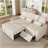 Muskel Divano Letto 3 Posti Estensibile 3 in 1 in Ciniglia - Beige | Schienale regolabile a 90°, 145° e 180° per sedersi, rilassarsi o dormire, ideale per gli ospiti e il soggiorno.