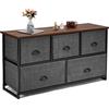 Giantex Cassettiera a 5 Cassetti con Struttura in Metallo | Mobiletto Multiuso Interno, Comò e Cassettiera Mobile 100 x 30 x 54 cm, Nero