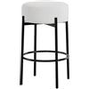 Garvee Set 2 sgabelli da bar senza schienale, H 60 cm (24) - seduta rotonda 36 cm in sherpa/bouclé imbottito - gambe in metallo con poggiapiedi, per isola cucina e home bar - Colore: Bianco