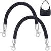 PH PandaHall 2pz Manici Intrecciati per Borsa in Pelle Nero 30.5cm | Cinghie di Ricambio per Borsa, Manici Corta per Borse All'Uncinetto Fai Da Te Borsetta Sottobraccio Borse a Mano