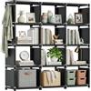Mavivegue Scaffale per libri con 12 cubi, libreria fai da te, multiuso, con ripiani aperti per camera da letto, soggiorno, ufficio, armadio, scaffale nero