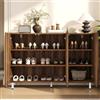 Shye Credenza scarpiera 2 in 1, noce, 3 ante, goffratura ad arco verticale, ripiani regolabili, 5 piedini tubolari in metallo, cerniere ammortizzate