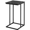 MAKA change your life quality Maka Tavolino da Divano a C Dark Marble 40x30x67 cm, Tavolino Laterale Salvaspazio con Struttura in Acciaio Nero e Piano Effetto Marmo Scuro per Soggiorno, Camera e Ufficio