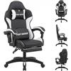Fiximaster Sedia da ufficio ergonomica con poggiapiedi, sedia da scrivania | Design Racing, schienale e poggiatesta, in ecopelle PU, sedia da ufficio, sedia per computer, inclinabile fino a 135°