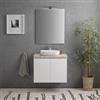 Kiamami Valentina Mobile Bagno Sospeso 60 Cm Bianco Lucido Top Beton Benaco | 2 ante, specchio 60x80 cm con lampada led, struttura in legno nobilitato, già assemblato, stile moderno